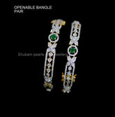 Diamond Emerald Bangle Size 2'8 — 1 Gram Gold Plated Imitation Jewellery