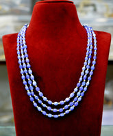 BEADS MALA AND CHAINS blue 3 lines natural mala BLUE 18-20