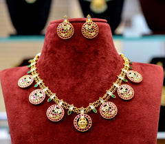 NECKLACE Bottu mala laxmi short KEMPu MULTI COLOR