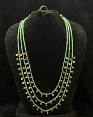 BEADS MALA AND CHAINS 3 Lines with drops MINT GREEN 22-24