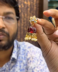Earring Color Changable jhumka GOLDEN STONE MULTI COLOR