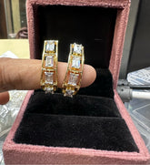 Diamond Golden Drop Earrings — 1 Gram Gold Plated Imitation Jewellery