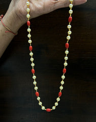 BEADS MALA AND CHAINS Pearl chain 044 CORAL 18-20