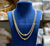 BEADS MALA AND CHAINS Nakshi ball pearl mala 2 line CREAM 18-20