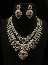 NECKLACE DIAMONK LOOK LAYER SET NE531 DIAMOND RUBY