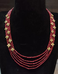 BEADS MALA AND CHAINS Onex mala side flower RUBY 18-20