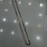BEADS MALA AND CHAINS 18 Inch black crystal 2 line with gold line- IN182 BLACK 16-18 Inch