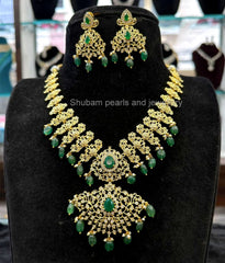 NECKLACE necklace 045 GOLDEN STONE EMERALD