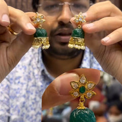 Earring Color Changable jhumka GOLDEN STONE MULTI COLOR