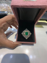 Diamond Emerald Finger Ring — 1 Gram Gold Plated Imitation Jewellery