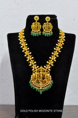 NECKLACE NK039 MOZONITE EMERALD AND PEARLS