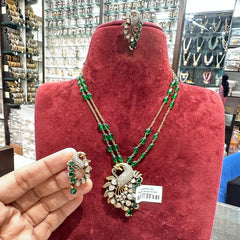 PENDANT SET CHAINS pendant set 139 Moissanite With Victorian Polish EMERALD