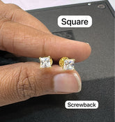 Earring Solitare eartops SQUARE 5mm - SO5 DIAMOND GOLDEN