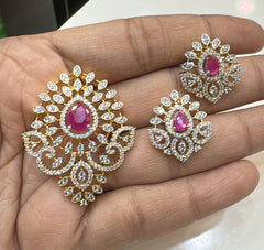 PENDANT SET CHAINS pendant 151 - PE151 DIAMOND RUBY
