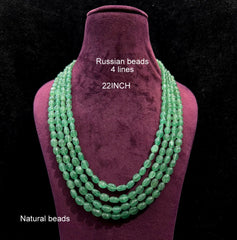 BEADS MALA AND CHAINS Russian beads mala 4 lline Russian Green 22-24
