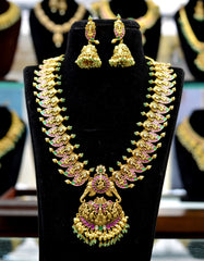 NECKLACE Long Necklace 663 - NE663 NAKSHI KEMPU GOLDEN