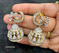 Earring Jhumka 082 DIAMOND DUAL PLATING DIAMOND LOOK