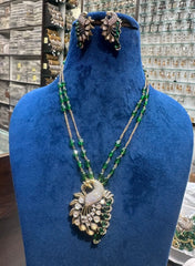 PENDANT SET CHAINS pendant set 139 Moissanite With Victorian Polish EMERALD