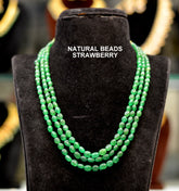 BEADS MALA AND CHAINS DEAL PRICE 3 line strwberry Russian Green 18-20