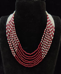 BEADS MALA AND CHAINS PEARL AND ONEX MALA RUBY 16-18 Inch