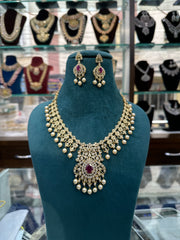 NECKLACE Nk351 GOLDEN STONE EMERALD