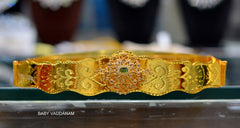 Baby Vaddanam Golden Stone Emerald Mini Waist Belt — 1 Gram Gold Plated Imitation Jewellery
