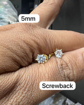 Earring Solitare eartops 5mm DIAMOND GOLDEN