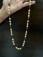BEADS MALA AND CHAINS Pearl chain 044 RUBY 18-20