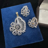 PENDANT SET CHAINS pendant set 228 DIAMOND DUAL PLATING DIAMOND LOOK