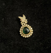 PENDANT SET CHAINS Locket 037 GOLDEN STONE EMERALD