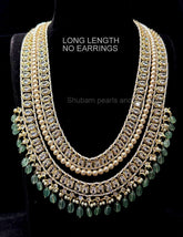 NECKLACE Uncut with pearls mala 3 line Uncut EMERALD