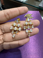 Earring Earrings 079 GOLDEN STONE WHITE