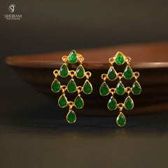 Earring Earrings 079 GOLDEN STONE EMERALD