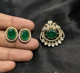 PENDANT SET CHAINS pendant set 243 GOLDEN STONE EMERALD