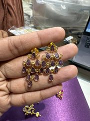 Earring Earrings 079 GOLDEN STONE EMETHYST PURPLE