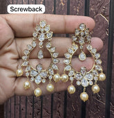 Earring Earrings 019 GOLDEN STONE WHITE