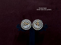 Earring Eartops 079 GOLDEN STONE WHITE