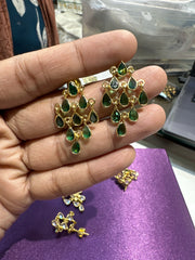 Earring Earrings 079 GOLDEN STONE EMERALD