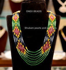 BEADS MALA AND CHAINS Rainbow mala 37 MULTI COLOR 18-20