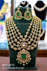NECKLACE Radhika ambani set Mozonite With Victorian Polish EMERALD