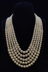 BEADS MALA AND CHAINS CREAM PEARLS mala YELLOW 22-24