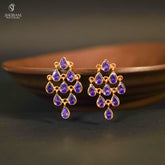 Earring Earrings 079 GOLDEN STONE EMETHYST PURPLE