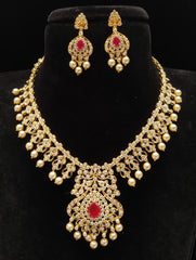 NECKLACE Nk351 GOLDEN STONE RUBY