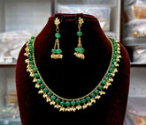 BEADS MALA AND CHAINS beads mala starwbery EMERALD SHORT