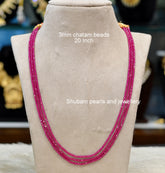 BEADS MALA AND CHAINS Chatam rubies 002 RUBY 20-21 Inch