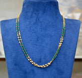 BEADS MALA AND CHAINS pearl mala 2 line white and green green and white 16-18 Inch