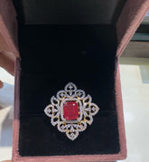 Diamond Ruby Finger Ring — 1 Gram Gold Plated Imitation Jewellery