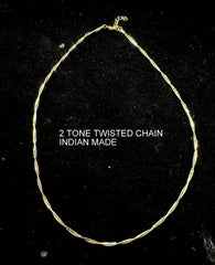 CHAINS AND HASLI 2 tone 2 twist indian made POLISH DONE RHODIUM 16-18 Inch