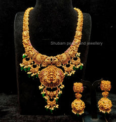 NECKLACE Long Necklace 385 - NEE385 NAKSHI ANTQIUE EMERALD