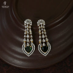 Earring Earrings 098 DIAMOND EMERALD